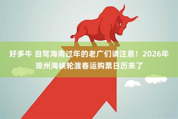 好多牛 自驾海南过年的老广们请注意！2026年琼州海峡轮渡春运购票日历来了