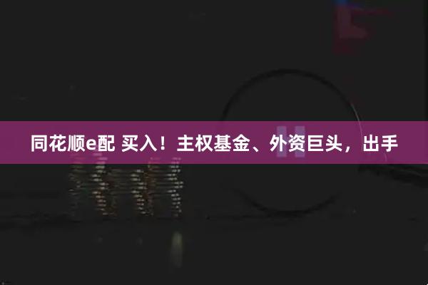 同花顺e配 买入！主权基金、外资巨头，出手